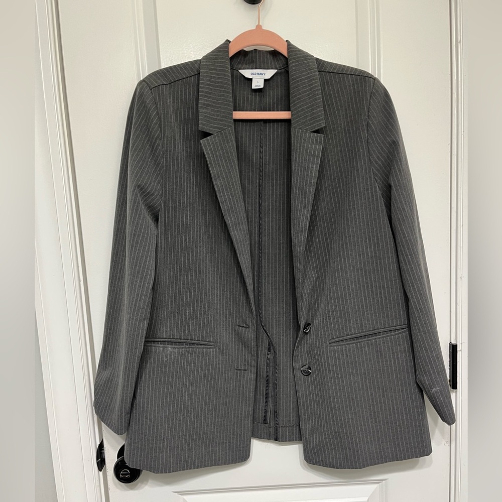 Gray pinstripe old navy blazer; size L
